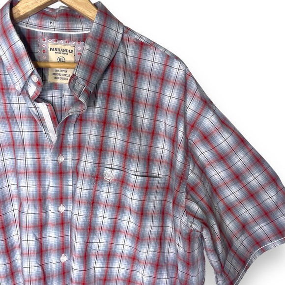 Panhandle Rough Stock Plaid Short Sleeve Button Up Western Shirt Mens XL - Picture 1 of 6